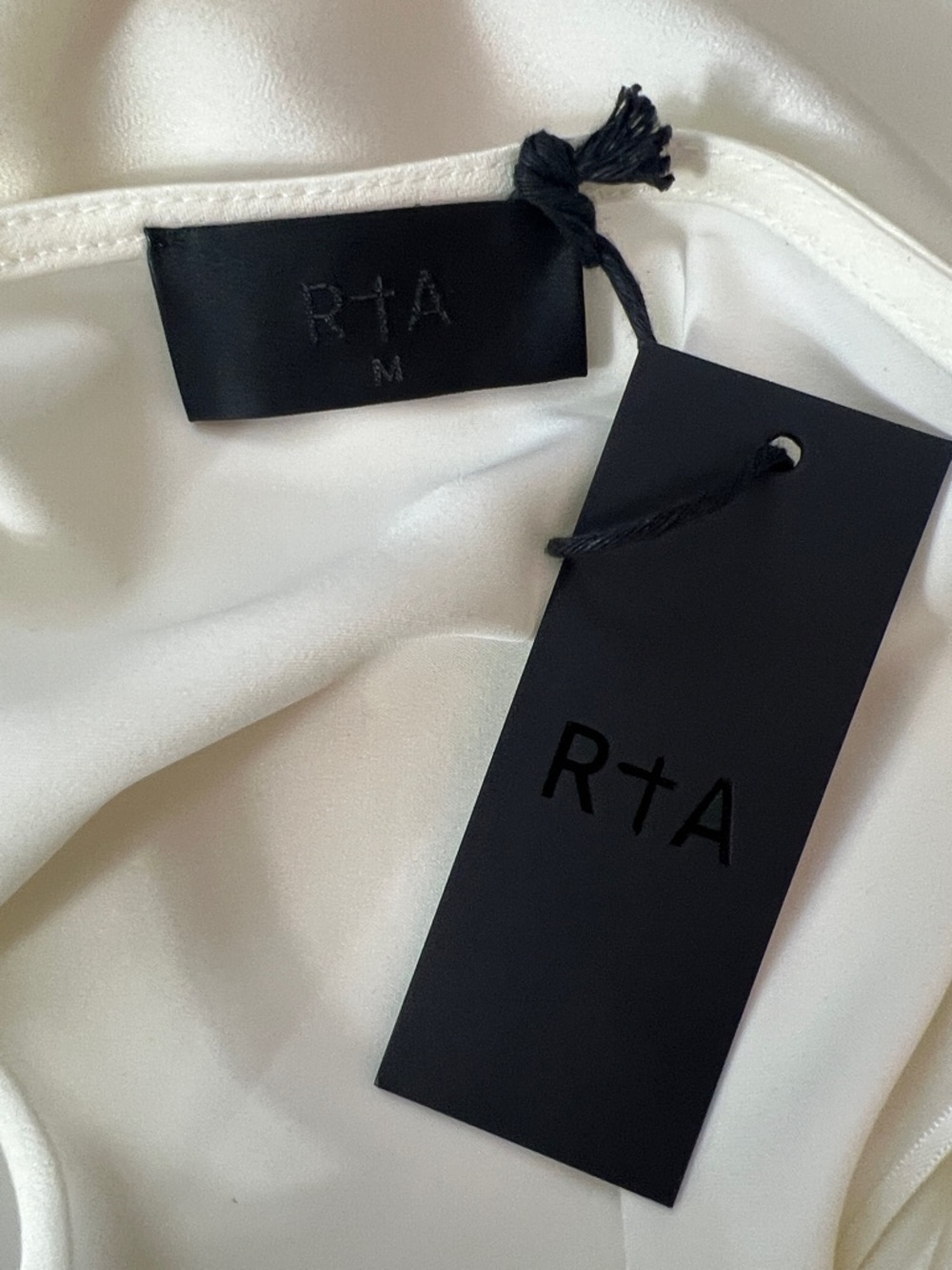 RtA Ivory Satin Mini Slip Dress Rhinestone Strap Cowl Neck Medium NWT - Picture 6 of 10